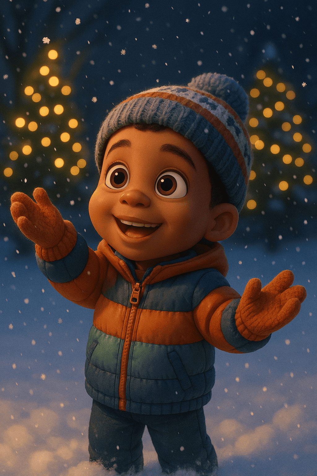 Illustration für Weihnachtslicht im schnee